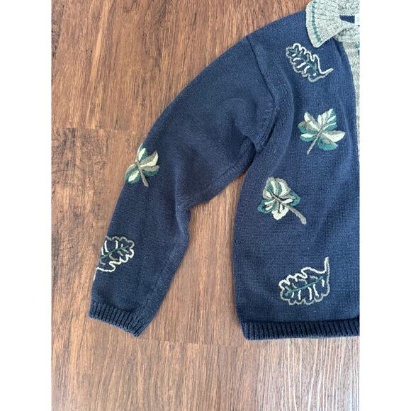 Dressbarn Vintage Zip Up Collared Fall Theme Knitted Jacket - Picture 4 of 6